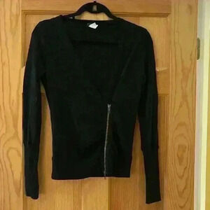 J Crew Black Asymmetrical Zipper Sweater